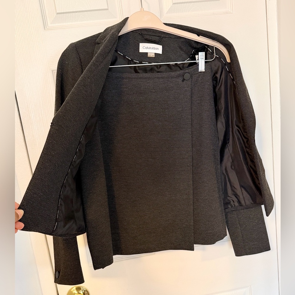 Calvin Klein Dark Gray Blazer & Skirt Suite